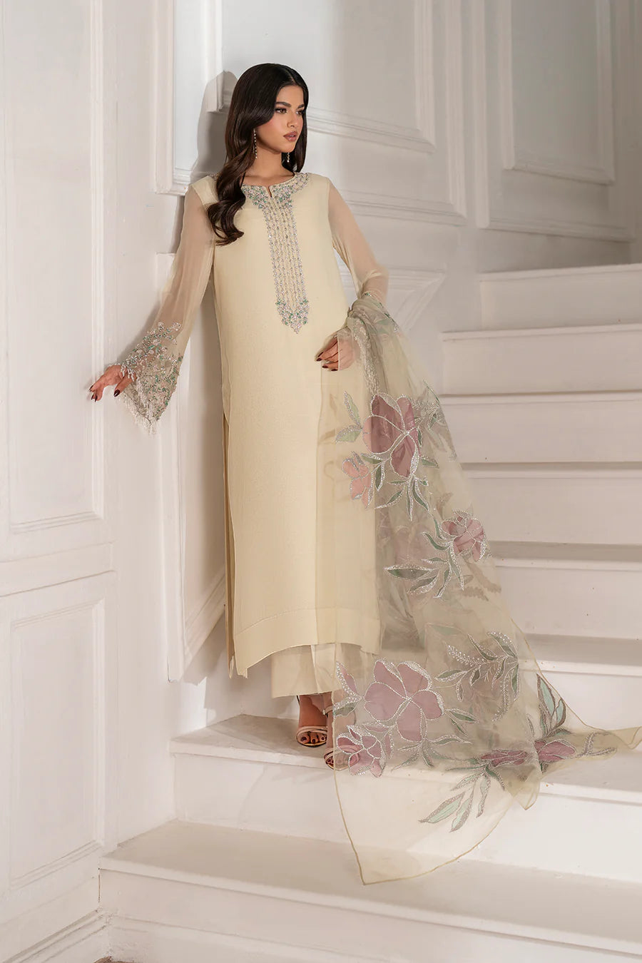 Iznik | Luxury Formal | UE-413 Embroidered Chiffon