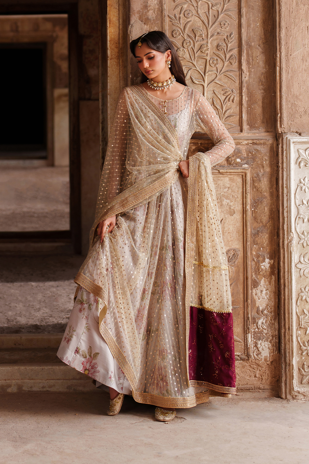 Iznik | Printed Formal | UE-548 Embroidered Net