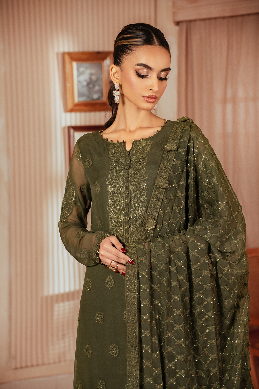 Chiffon Kari Embroidered Collection'24 By IznikI ICK-05