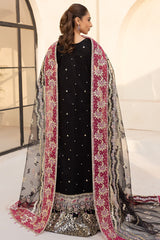 Farasha Stardust Noir black embroidered net formal dress