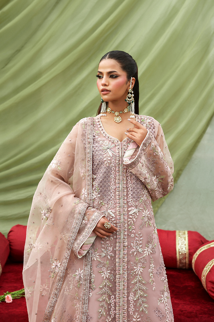 Baby pink luxury dupatta with organza borders Highway Fashion