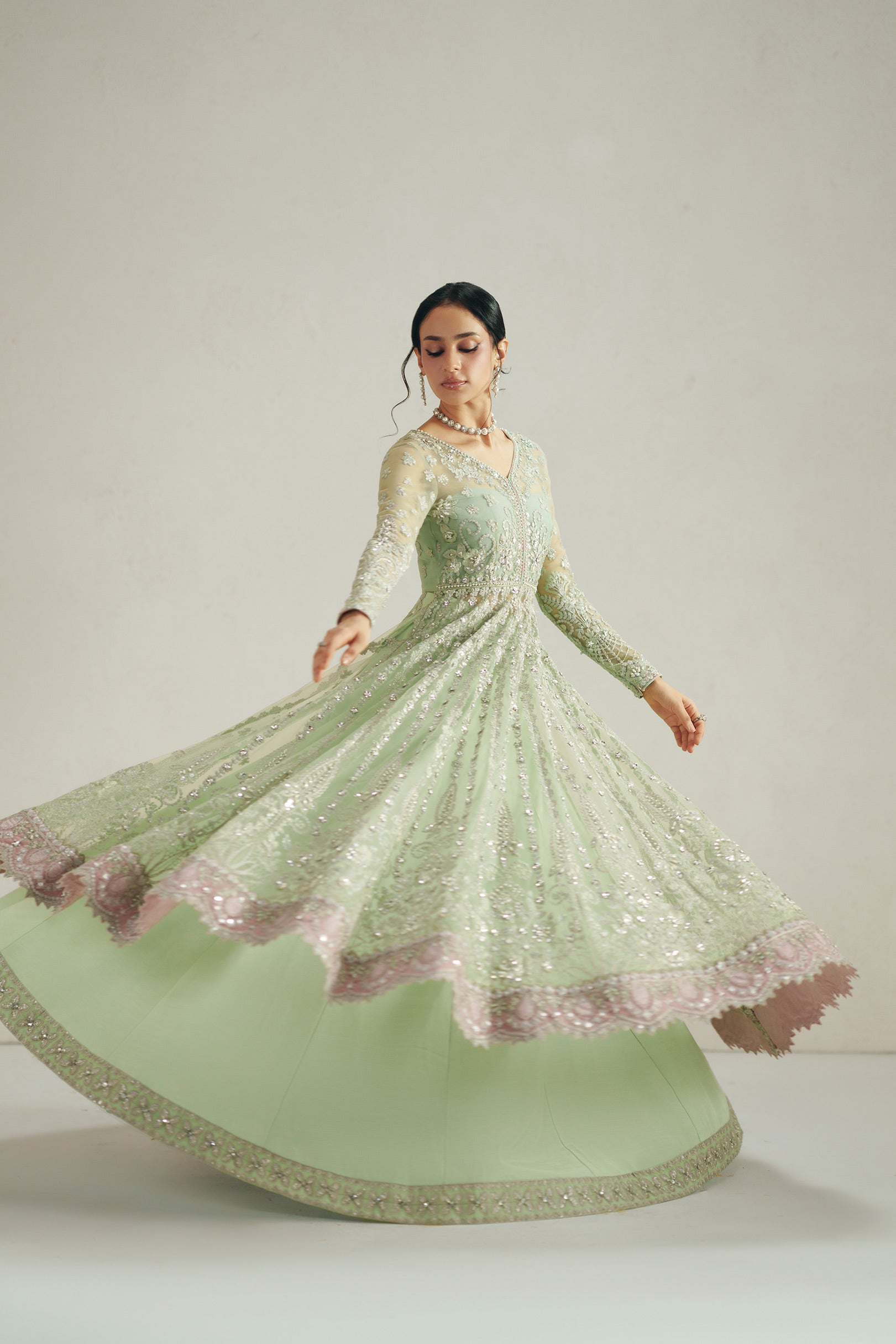 Vera Seafoam Green Pishwas Set