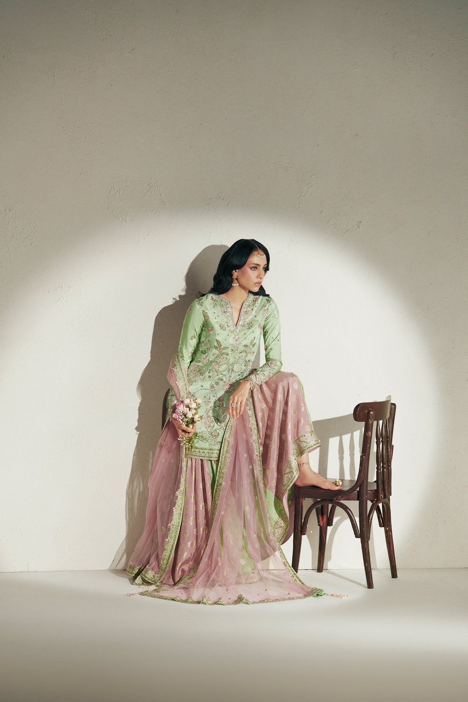 Vera Resham Mint Green Gharara Set