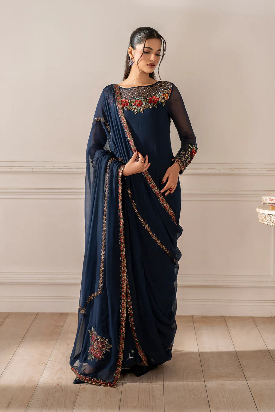 Iznik | Luxury Formal | UE-412 Embroidered Chiffon