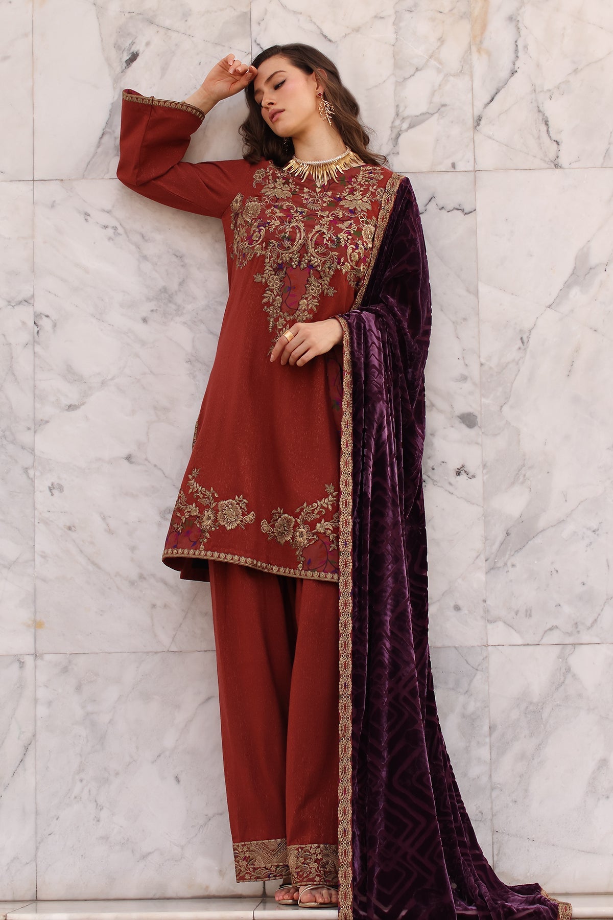 CHARIZMA POSHIMA VOL 3 2025 WINTER | 3-pc Unstitched Embroidered Dyed Leather Shirt PSW5-22