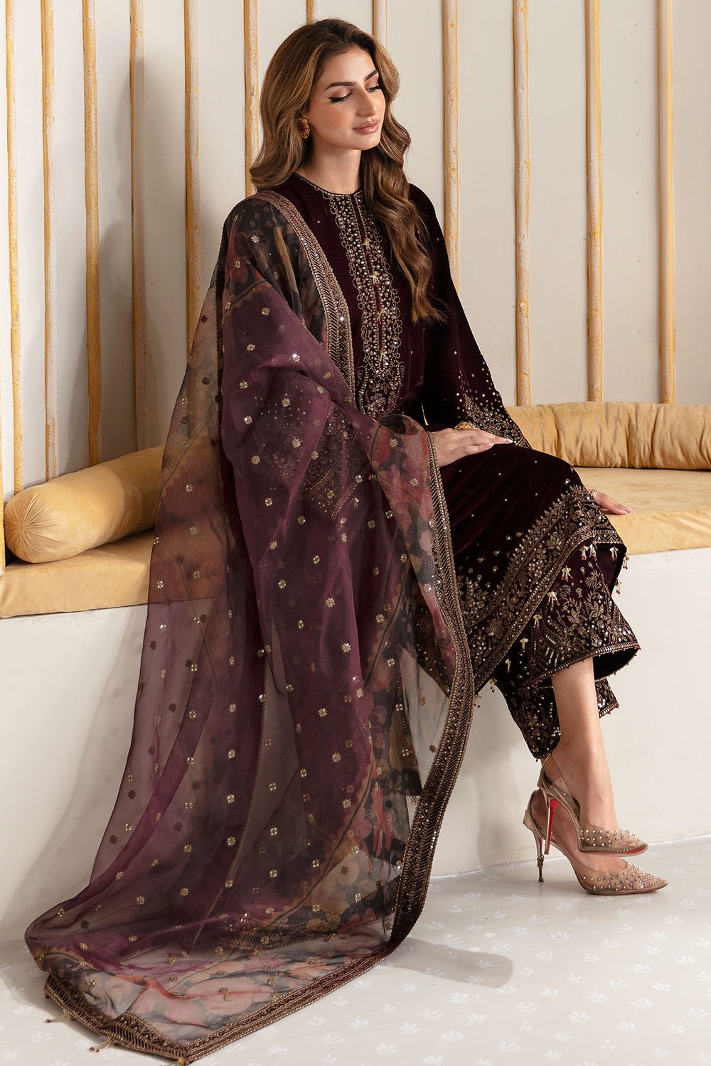 Embroidered Velvet Formal'24 By Jazmin VF-2012