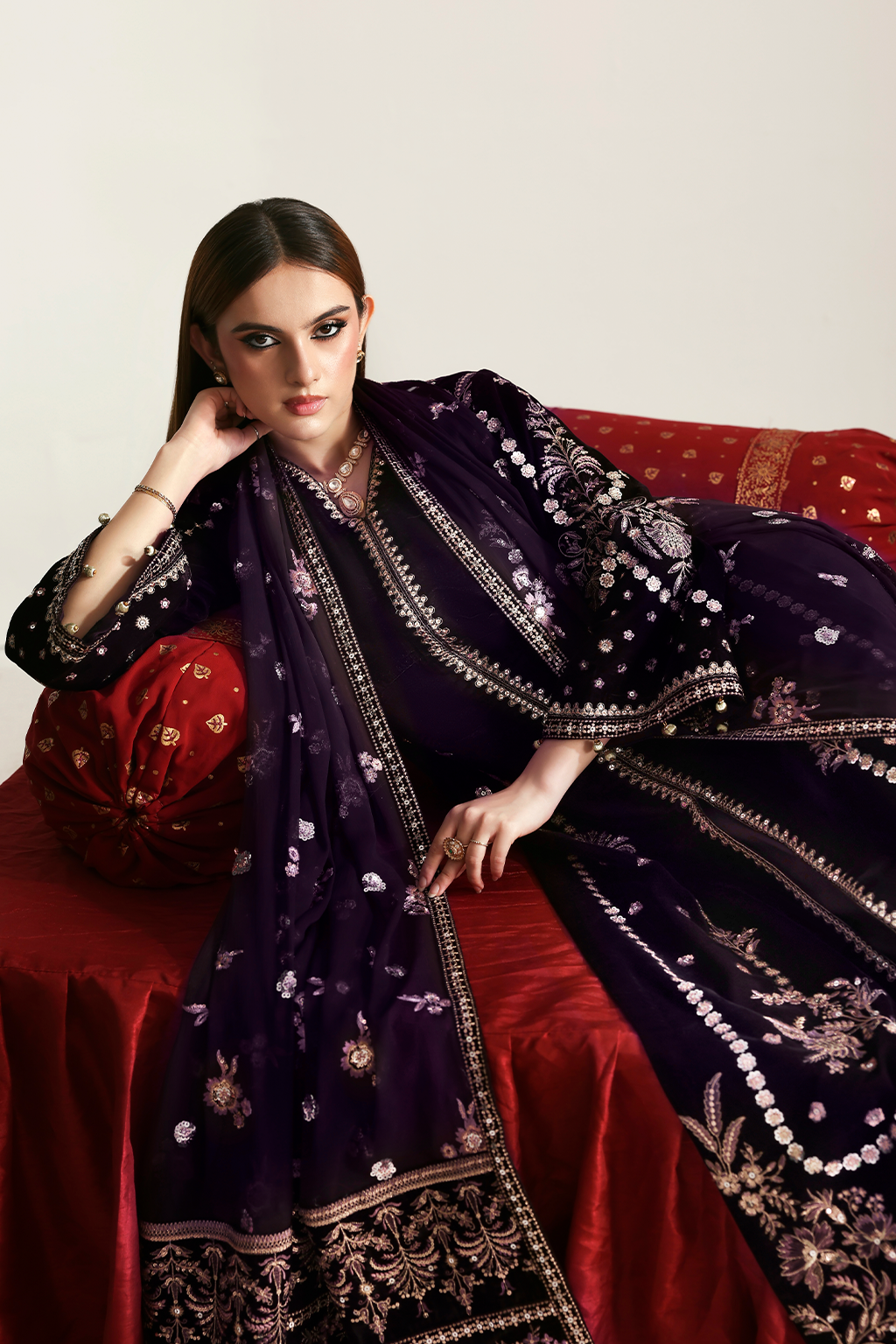 Zarposh Velvet Collection Dilnar luxury dress Highway Fashion