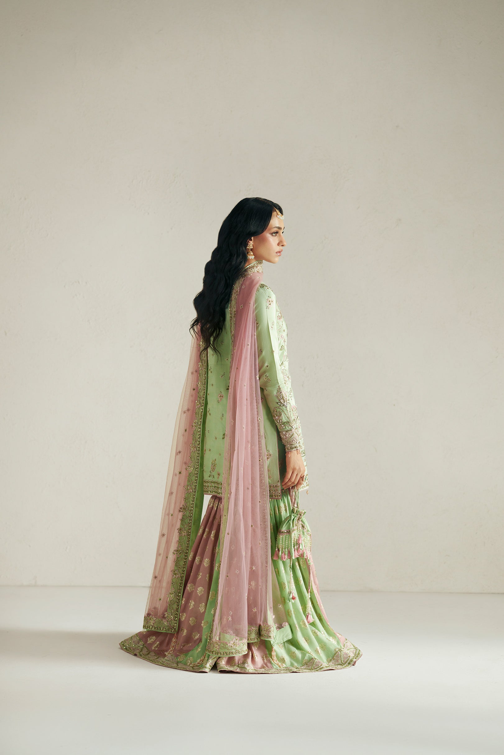 Vera Resham Mint Green Gharara Set