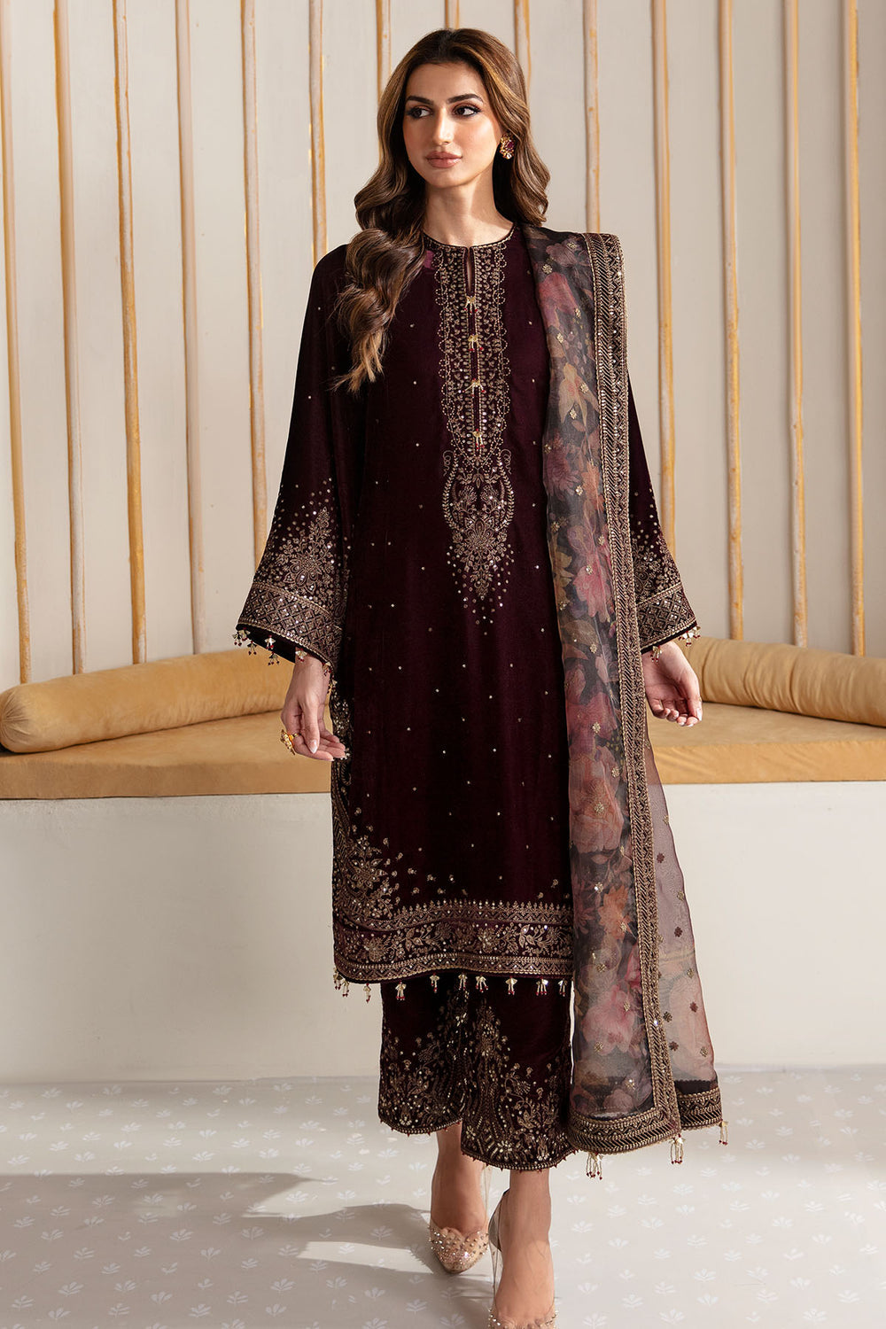 Embroidered Velvet Formal'24 By Jazmin VF-2012