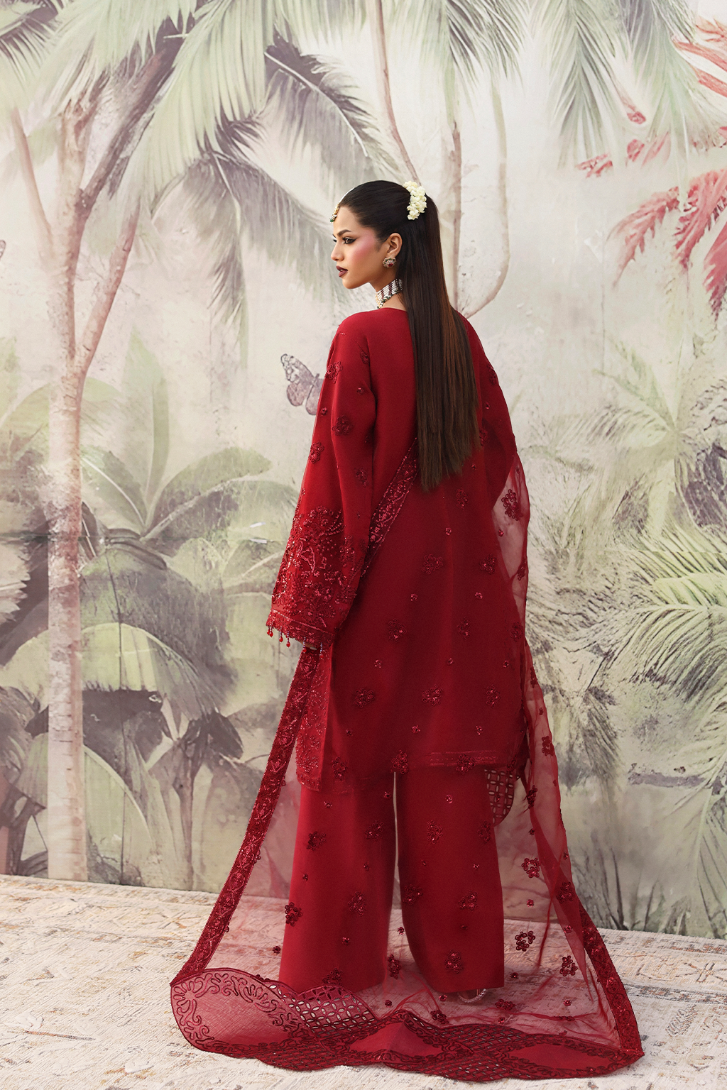 NOORMAHAL red organza embroidered formal by Emaan Adeel