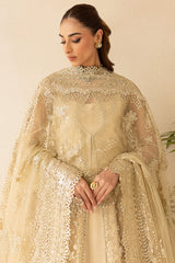 Farasha Golden Aura embroidered golden net formal dress
