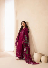 Elaf E-CRAFT - CHIKANKARI LAWN WITH CHIFFON DUPATTA '26 | EHC-4A GARNET