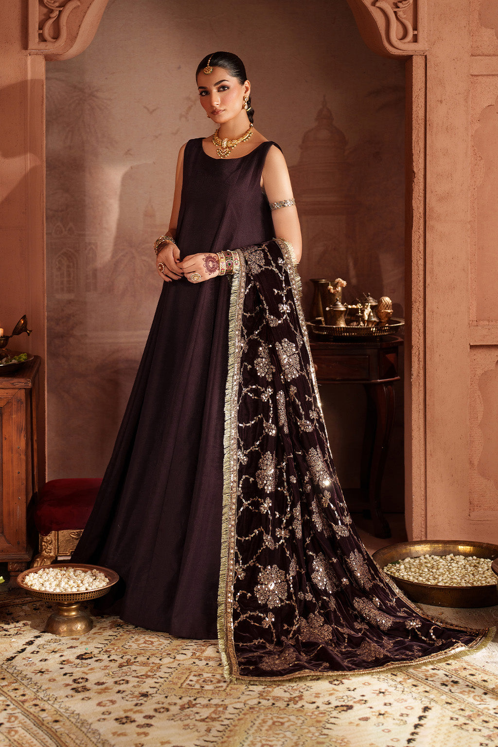 Velvet maxi or frock design Pakistan