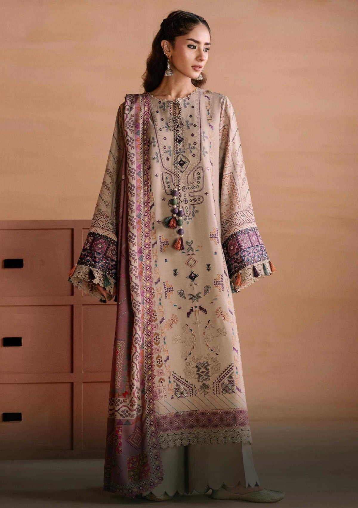 Florent | Zync Embroidered Viscose | khaaki