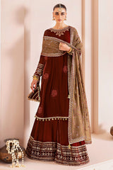 Jazmin Velvet Formal Embroidered D-07 black velvet party wear embroidered dress – Highway Fashion.
