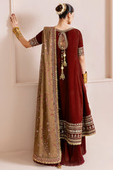Jazmin Velvet Formal Embroidered D-13 deep maroon velvet 3-piece suit with detailed embroidery – Highway Fashion Pakistan.