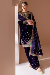 Jazmin Velvet Formal Embroidered CVF D-08 emerald green velvet 3-piece formal outfit – Highway Fashion.