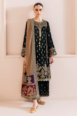 Jazmin Velvet Formal Embroidered CVF D-01 maroon velvet embroidered party wear suit – Highway Fashion.