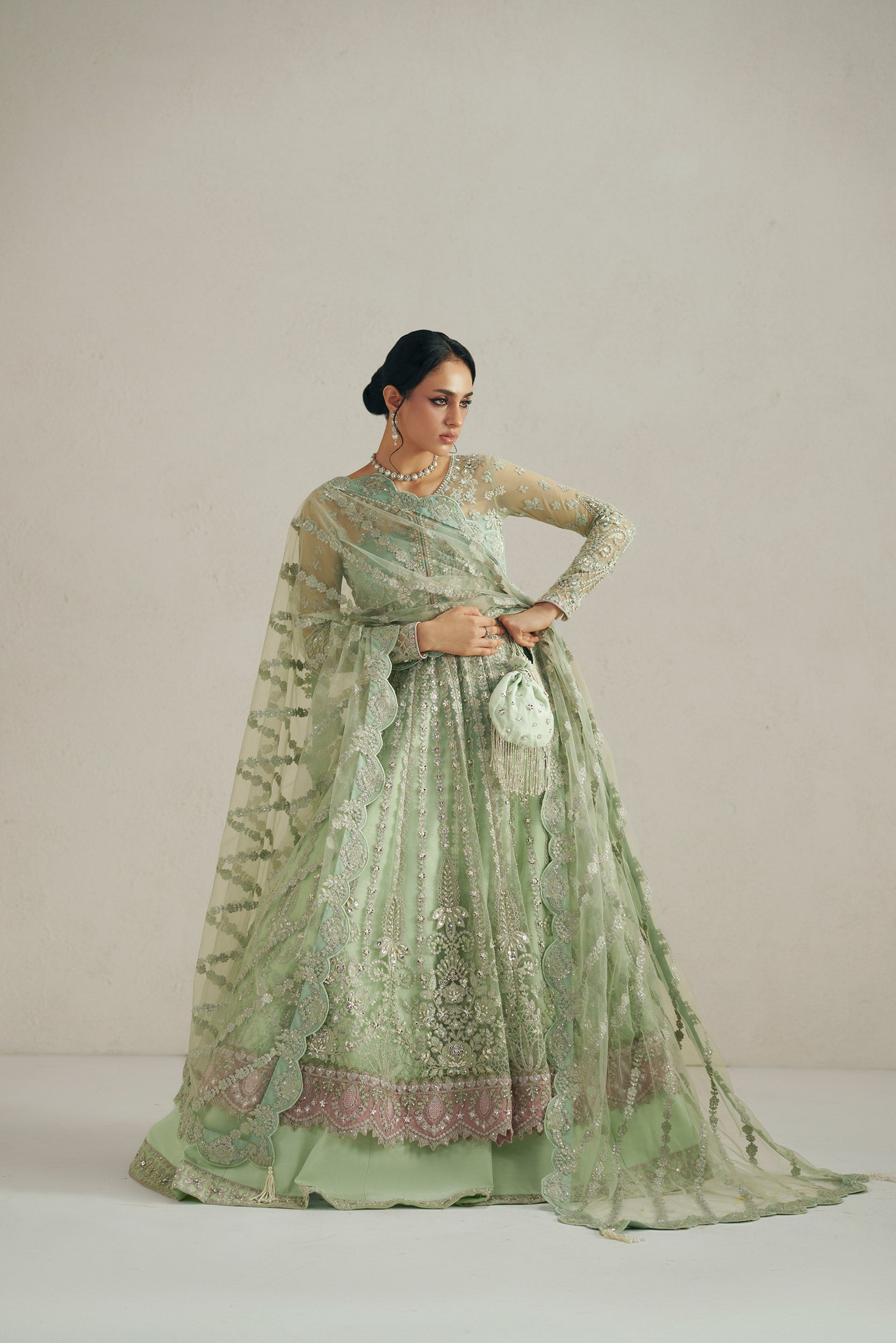 Vera Seafoam Green Pishwas Set