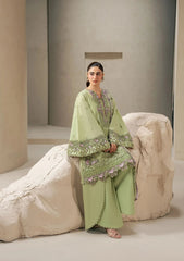 Elaf E-CRAFT - CHIKANKARI LAWN WITH CHIFFON DUPATTA '26 | EHC-6A BASIL