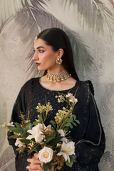 ZAREENAH black chiffon embroidered formal dress Highway Fashion