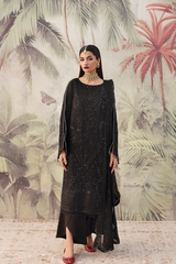 Full view of Romansiyyah ZAREENAH black luxury dress