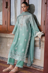 Cross Stitch | AQUA MELODY | 3PC SATIN EMBROIDERED SUIT