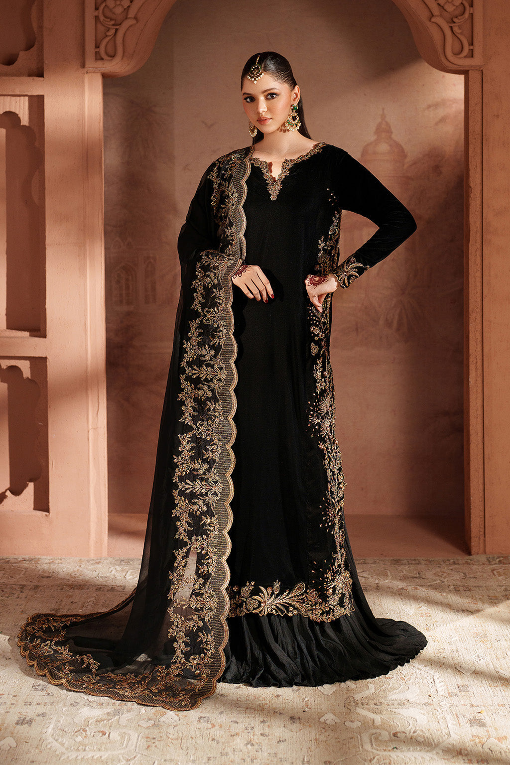 Black velvet sharara set Pakistan