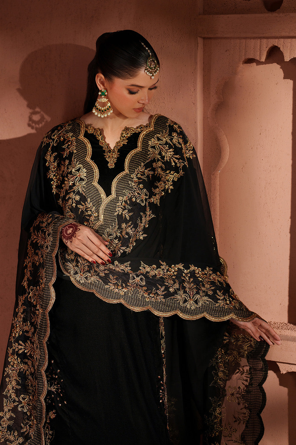 Velvet farshi dress for wedding Pakistan