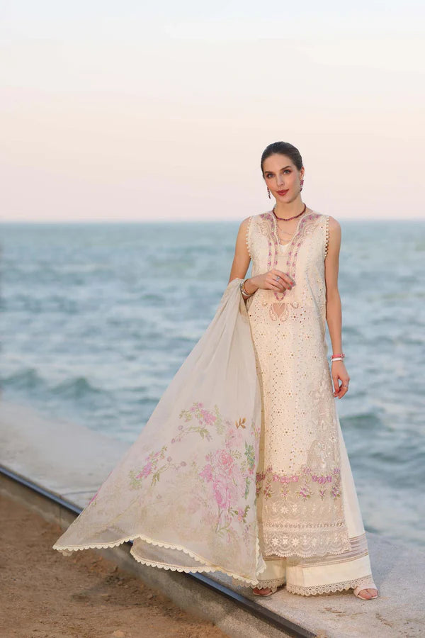 Noor Eid Luxury Laserkaari '25 | D3-A | Embroidered 3PC Lawn Suit