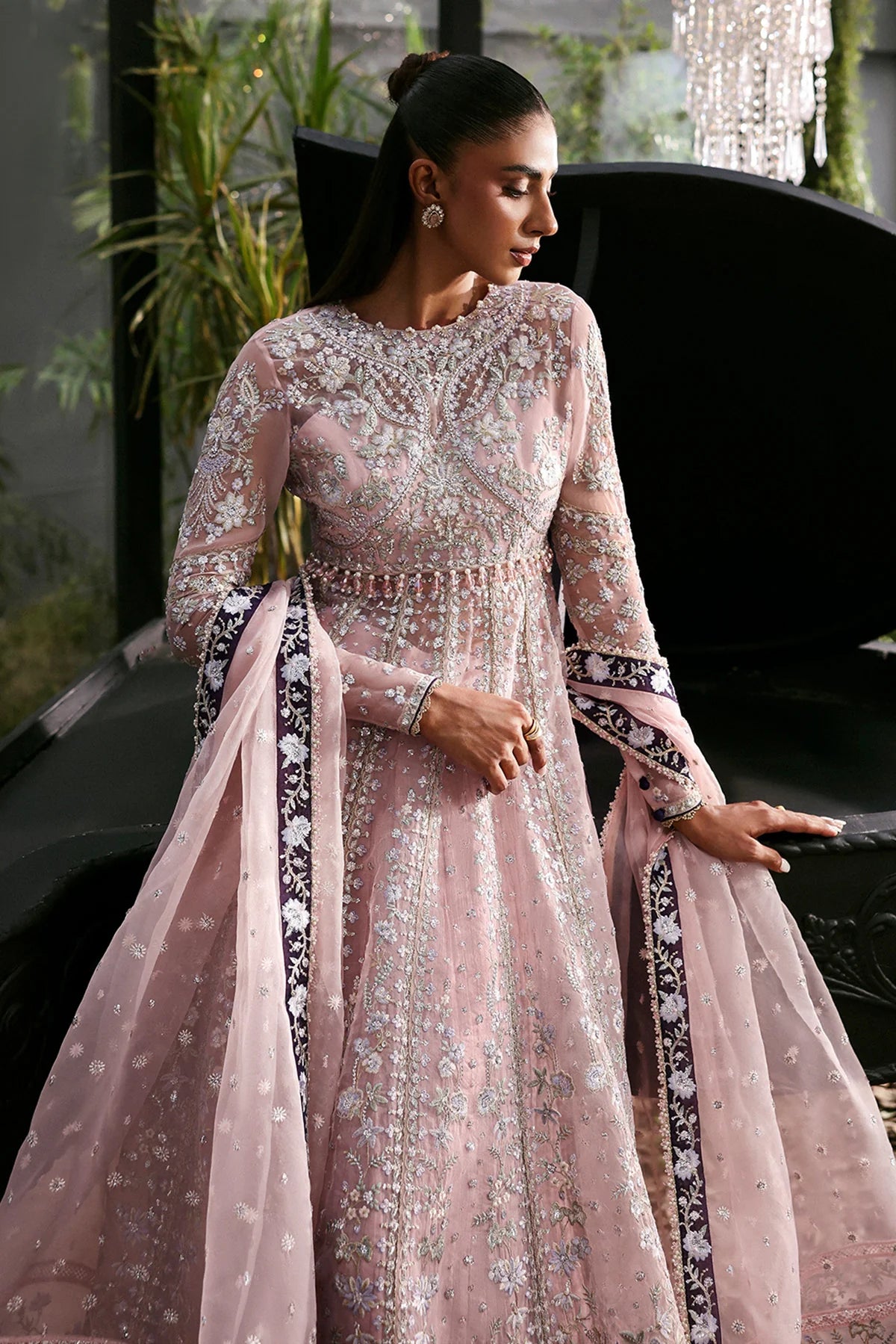Afrozeh Zeal La Fuchsia'25 embroidered bodice and panels close-up