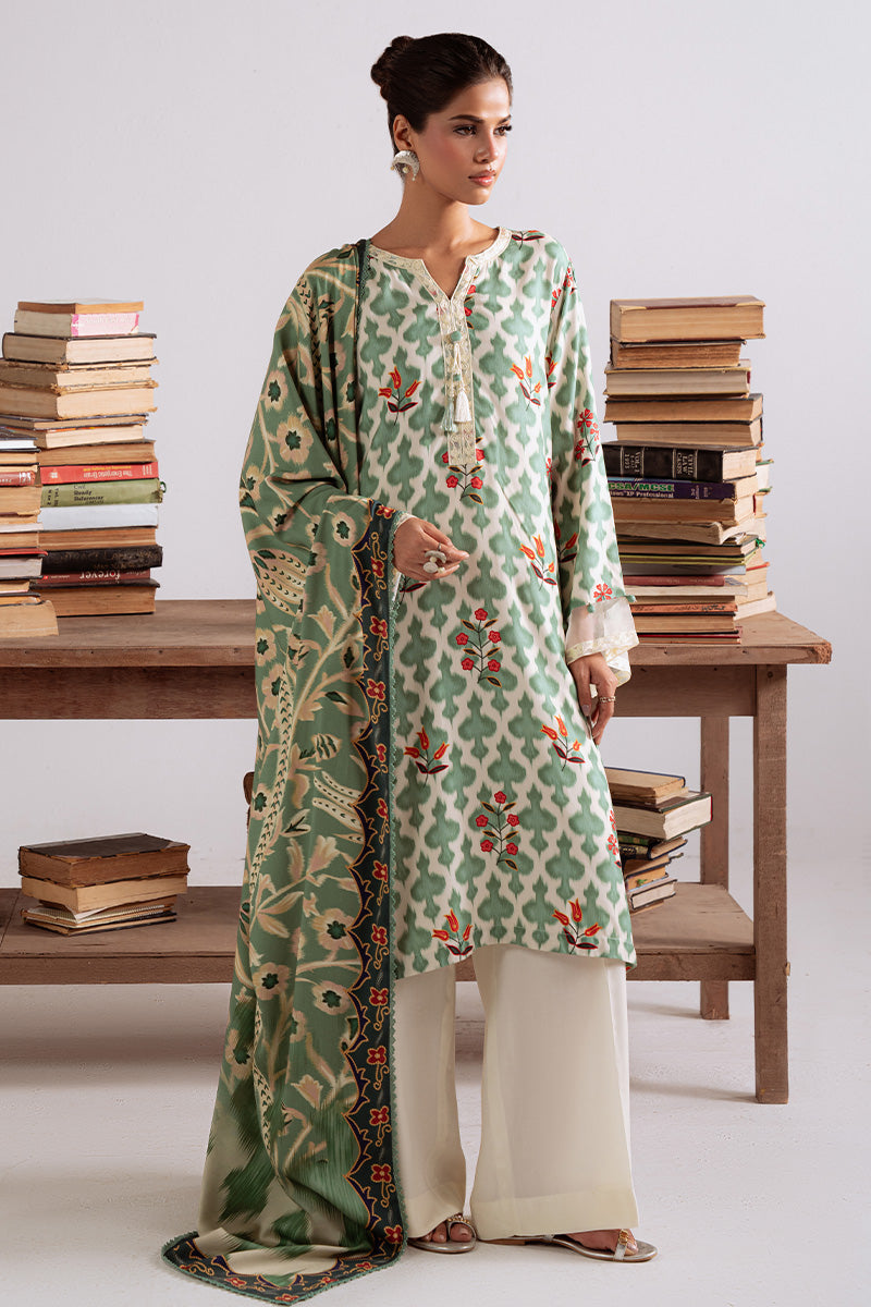 Tribal Haze — embrace winter with this stunning green marina printed suit by Cross Stitch. 🌿