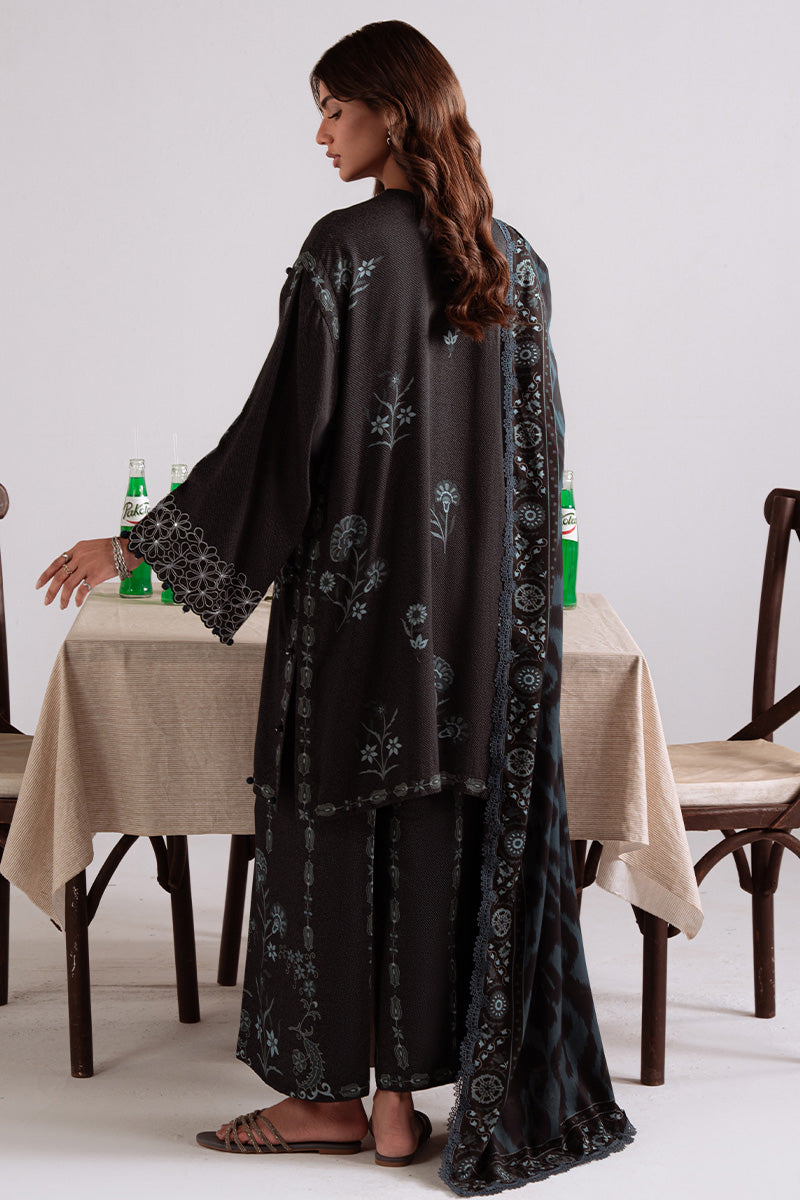 Elegant winter vibes — Shadow Teal printed marina suit.