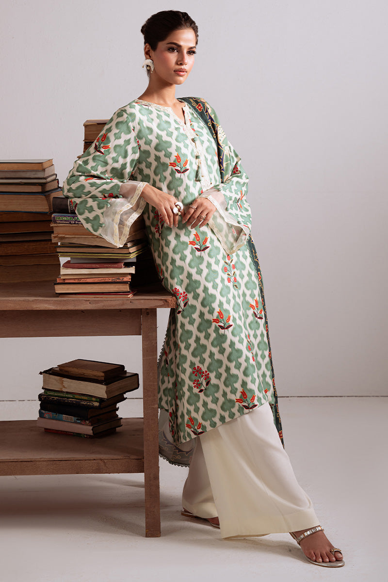 Tribal Haze — embrace winter with this stunning green marina printed suit by Cross Stitch. 🌿