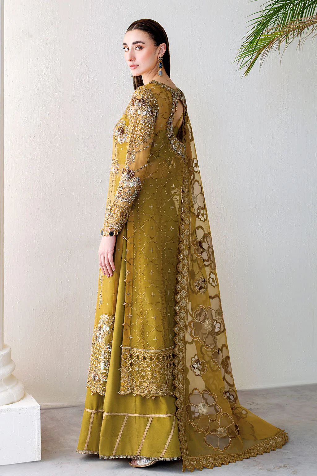 Back border with detailed embroidery and sequin work