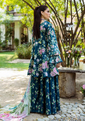 Back design of teal printed lawn shirt – Elaf ECD-1B