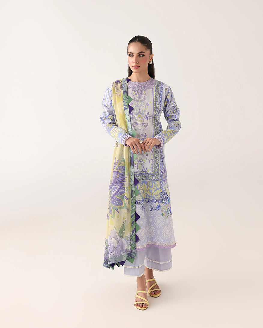 Roheenaz Rosette Unstitched Lawn '26 | Blush Meadow