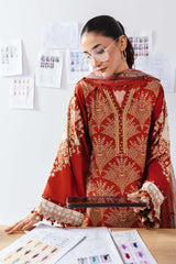 |MB-CUS25-1108-B| 3 Pc Unstitched Printed Linen Suit