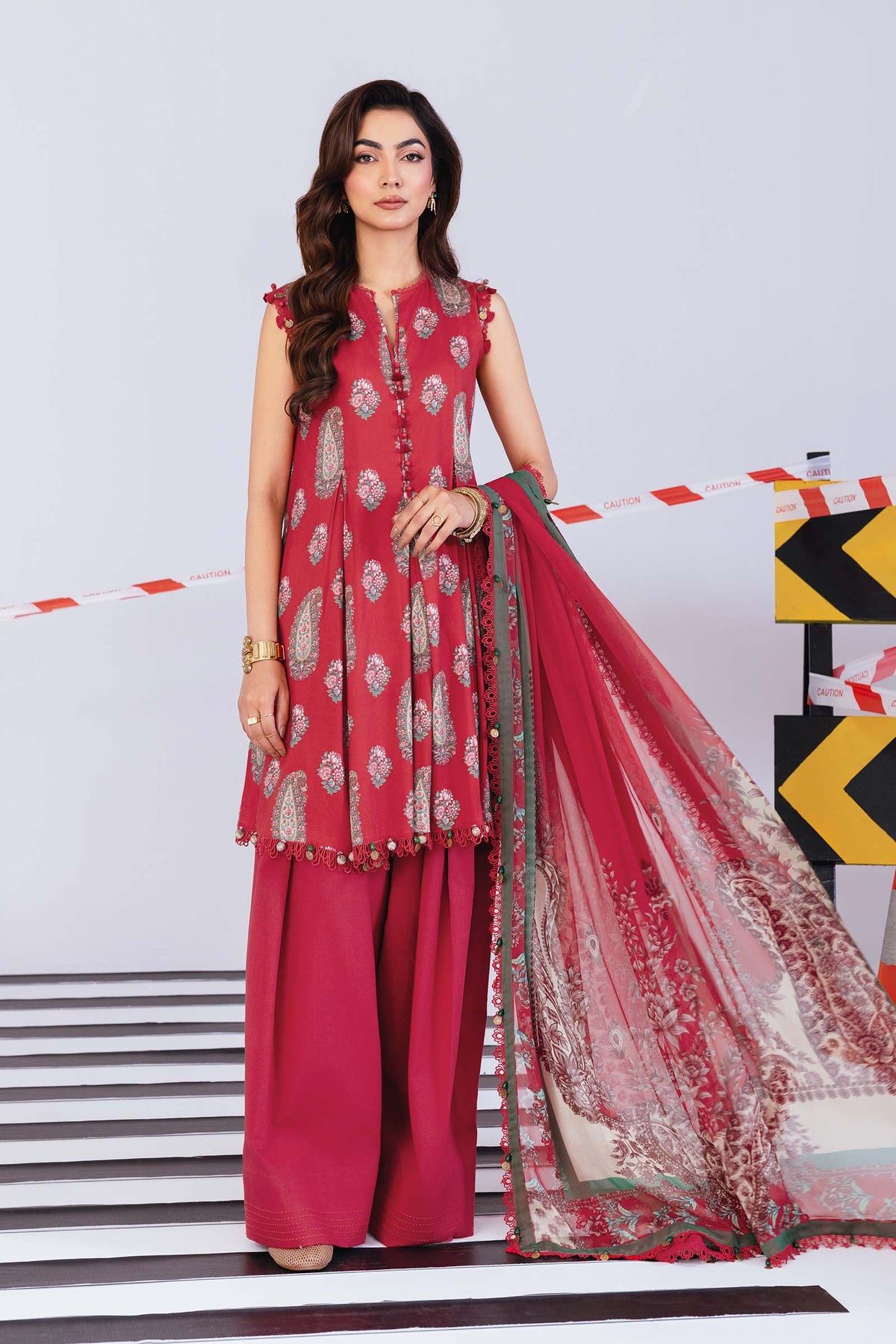 |MB-CUS25-1110-A| 3 Pc Unstitched Printed Linen Suit