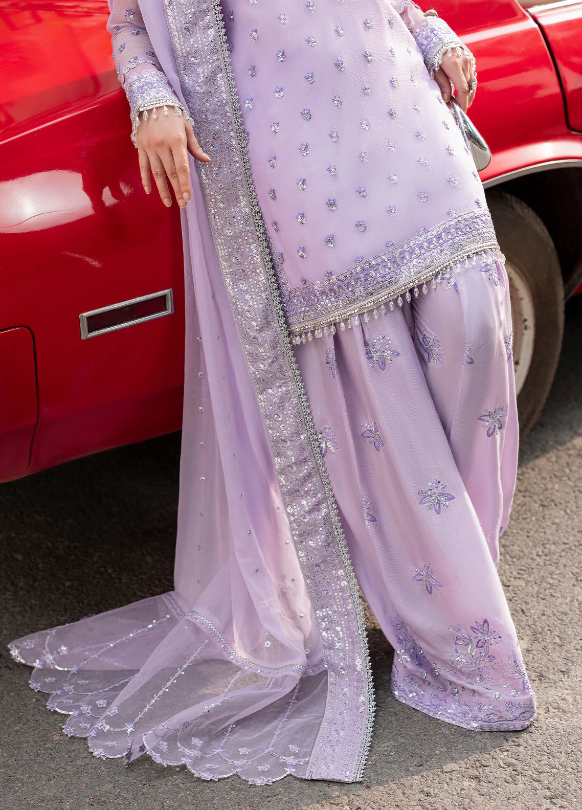 Chiffon dupatta with luxurious sequins work from Sahane