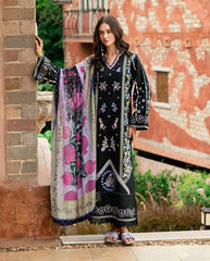Chikan embroidered front panel of Roheenaz Sireli lawn shirt