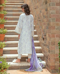 Chikan embroidered printed lawn back panel – Aeris by Roheenaz