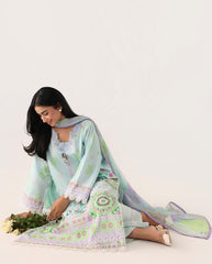 Roheenaz Rosette Unstitched Lawn '26 | Cool Mirage