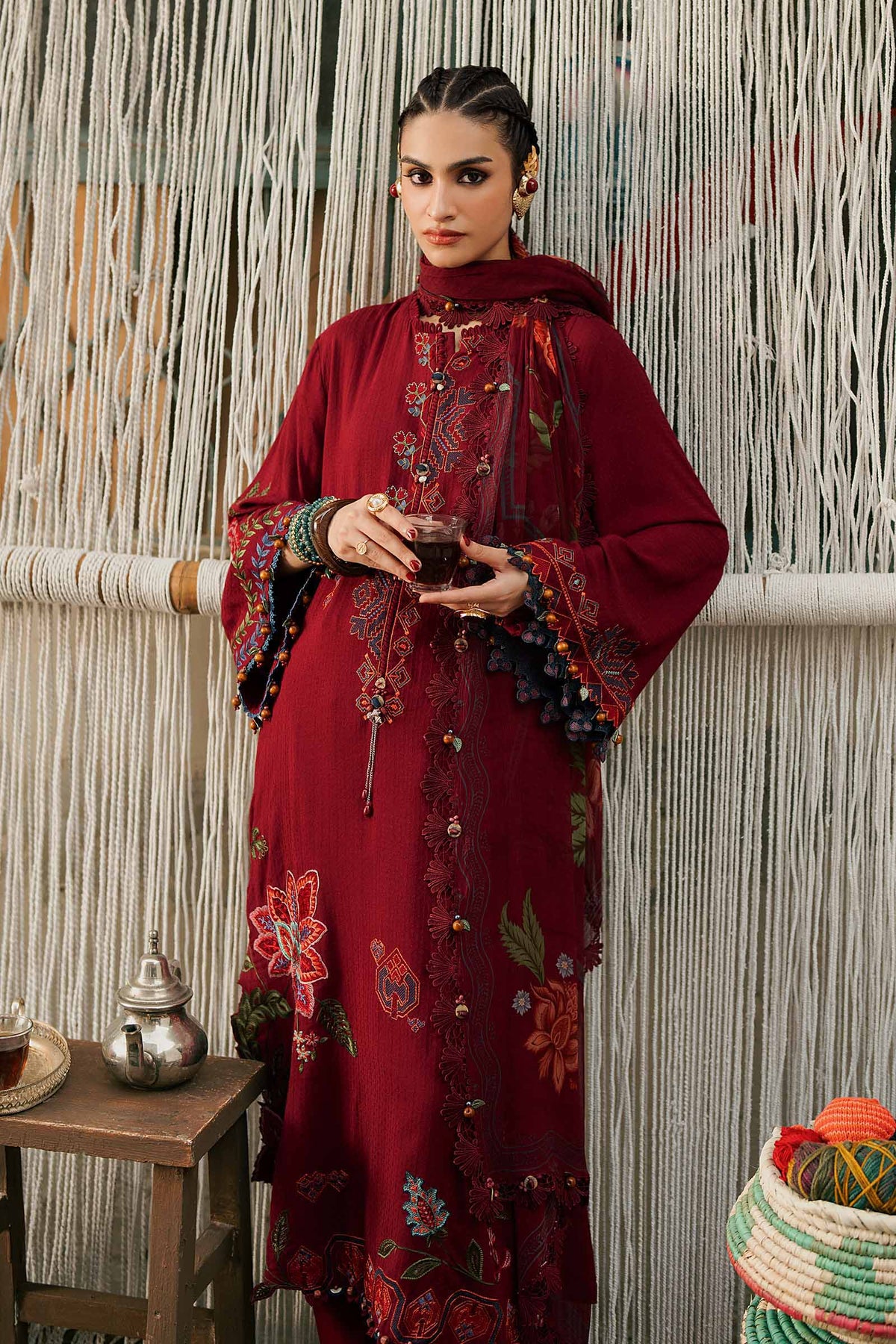 M.Prints By Maria B | 3 Piece Unstitched Embroidered Dobby Linen Suit MPT-3110-A