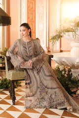 Maria B Chiffon | 3 Piece Embroidered Chiffon Suit MPC-26-201-Antique Grey