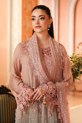 Maria B Chiffon | 3 Piece Embroidered Chiffon Suit MPC-26-202-Ombre Blossom