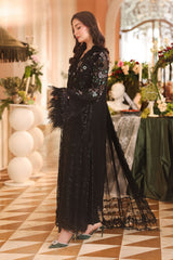 Maria B Chiffon | 3 Piece Embroidered Chiffon Suit MPC-26-204-Black