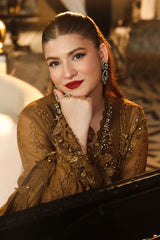 Maria B Chiffon | 3 Piece Embroidered Chiffon Suit MPC-26-205-Mustard