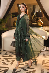 Maria B Chiffon | 3 Piece Embroidered Chiffon Suit MPC-26-207-Pine Green