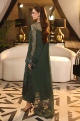Maria B Chiffon | 3 Piece Embroidered Chiffon Suit MPC-26-207-Pine Green